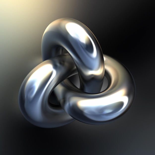 3D-Rendering einer metallischen komplizierten Form