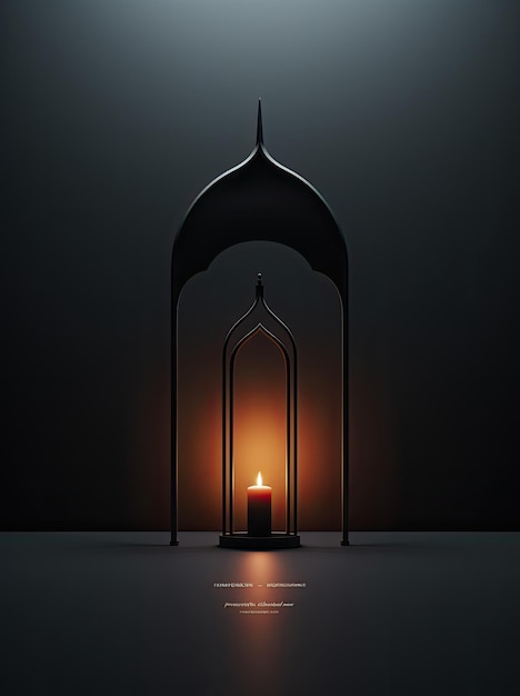 3D-Rendering einer minimalistischen islamischen Laterne