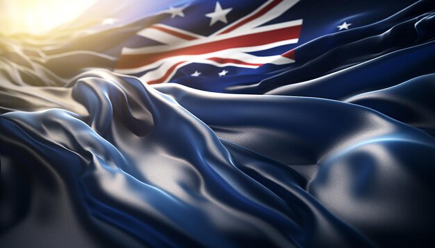 3D-Rendering einer sanft schwingenden australischen Flagge