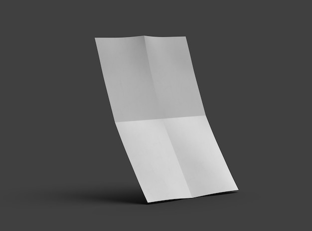 3D-Rendering eines A4-Bogenblatts, das auf einem dunkelgrauen Hintergrund isoliert ist