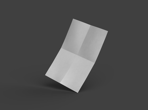 3D-Rendering eines A4-Bogenblatts, das auf einem dunkelgrauen Hintergrund isoliert ist