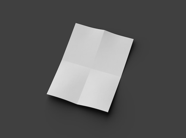 3D-Rendering eines A4-Bogenblatts, das auf einem dunkelgrauen Hintergrund isoliert ist