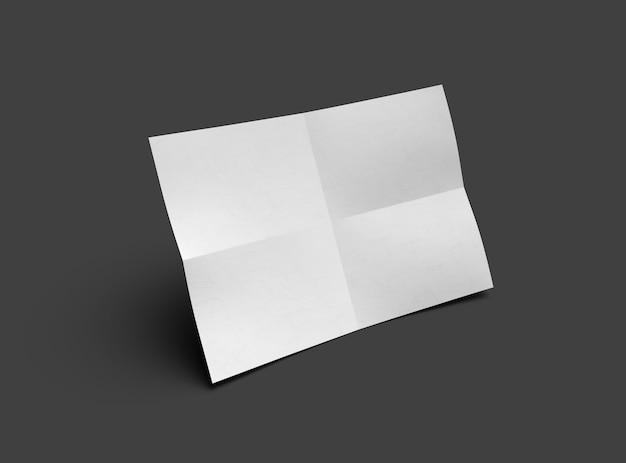 3D-Rendering eines A4-Bogenblatts, das auf einem dunkelgrauen Hintergrund isoliert ist