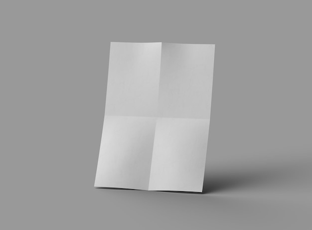 3D-Rendering eines A4-Bogenblatts eines Papiers, das auf einem hellen Hintergrund isoliert ist