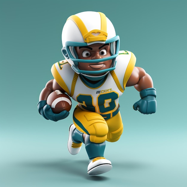 3D-Rendering eines American-Football-Spielers in Aktion