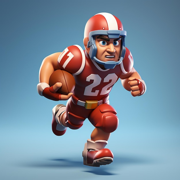 Foto 3d-rendering eines american-football-spielers in aktion