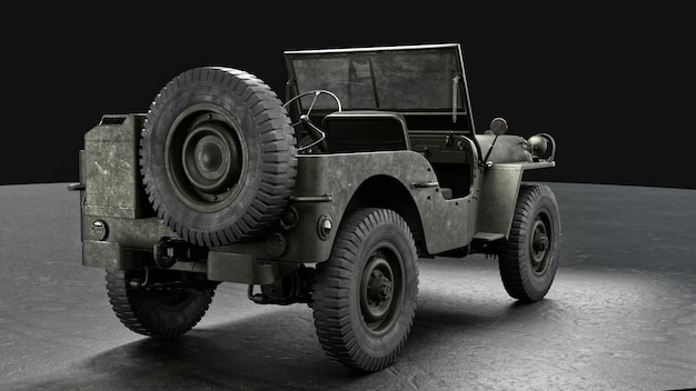 Foto 3d-rendering eines amerikanischen willys-jeeps spieleindustrie gamedev