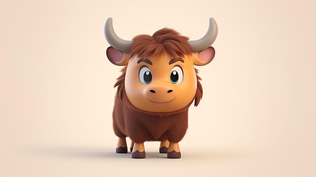 Foto 3d-rendering eines büffels