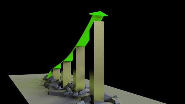 3D-Rendering eines Geschäftswachstumsdiagramms mit einem Aufwärtspfeil und dem Abbau von Barrieren