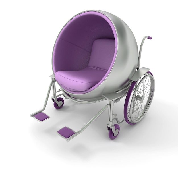 3D-Rendering eines modernen Designer-Rollstuhls