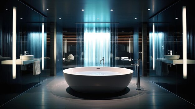 3D-Rendering eines modernen minimalistischen Badezimmers