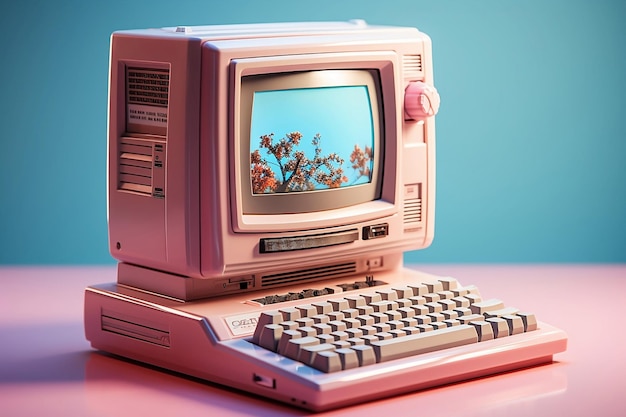 Foto 3d-rendering eines retro-computers