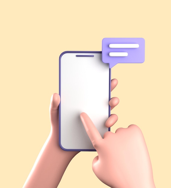 3D-Rendering eines Smartphones mit der Hand 3D-Pastel-Smartphone mit Ornamenten Icon-Set