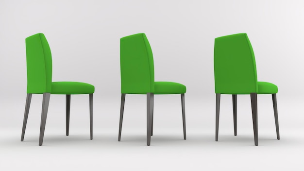 3D-Rendering eines Stuhls, der im Studio-Hintergrund isoliert ist