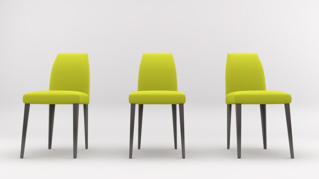 3D-Rendering eines Stuhls, der im Studio-Hintergrund isoliert ist