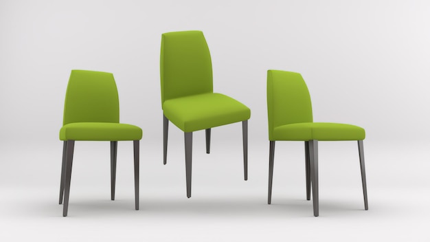 3D-Rendering eines Stuhls, der im Studio-Hintergrund isoliert ist