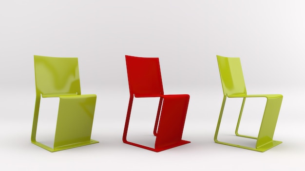 3D-Rendering eines Stuhls, der im Studio-Hintergrund isoliert ist