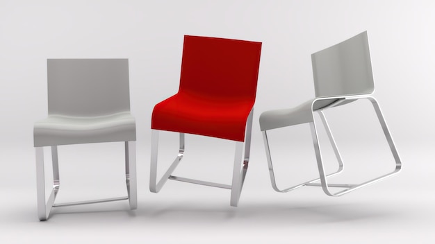 3D-Rendering eines Stuhls, der im Studio-Hintergrund isoliert ist