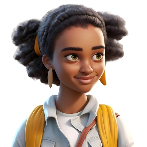 3D-Rendering eines Teenager-Mädchens mit Afro-Frisur