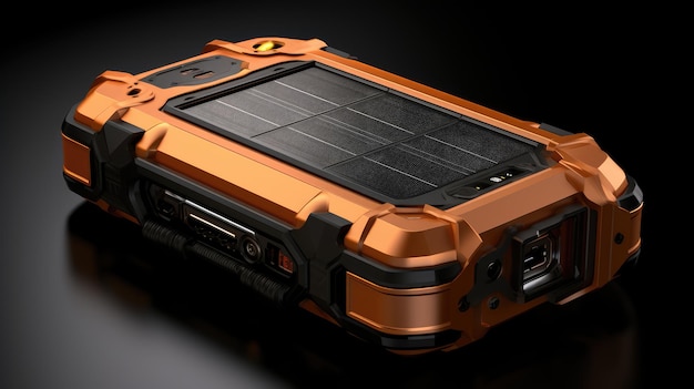 3D-Rendering eines tragbaren Solarladegeräts, erstellt mit generativer KI-Technologie