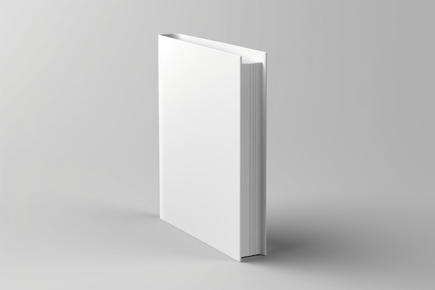 3D-Rendering eines weißen, leeren Buchdeckels isoliert auf grauem Hintergrund