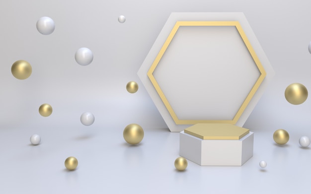 3D-Rendering Einfaches minimalistisches Schwarzgold-Podium für die Produktanzeige