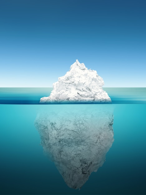 3D-Rendering Eisbergmodell auf blauem Ozean