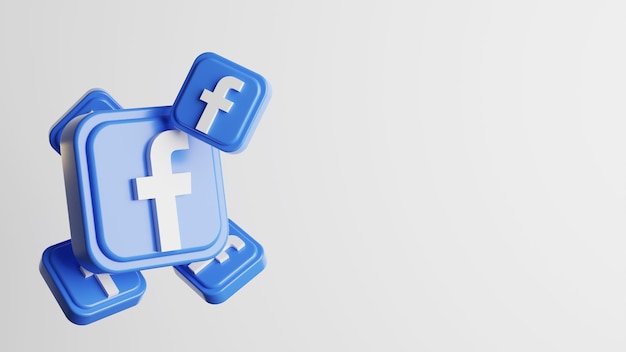 3D-Rendering Facebook-Symbol-Logo mit leerem Raum