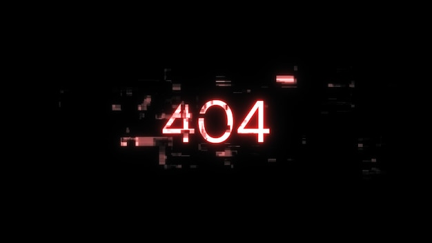 Foto 3d-rendering-fehler 404 text mit bildschirm-effekten technologischer störungen