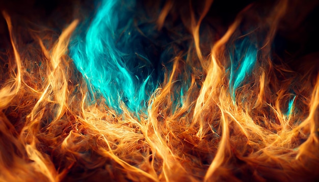 3D-Rendering Flamme des Feuers abstrakt auf schwarzem Hintergrund