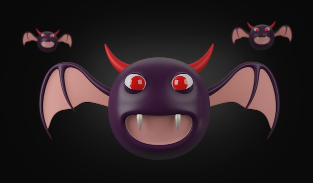 3D-Rendering-Fledermaus, die in der Luft schwebt. Halloween-Symbol.