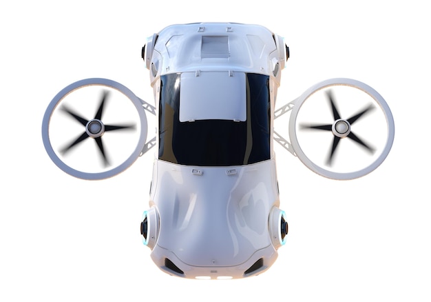 3D-Rendering fliegendes Auto oder Autodrohne