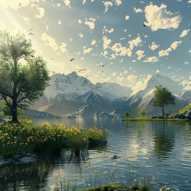 3D-Rendering-Foto einer spektakulären Naturlandschaft