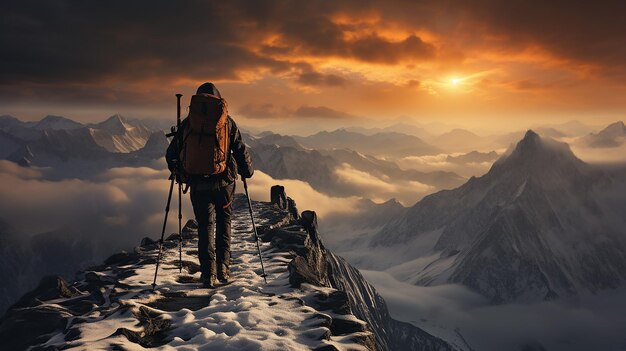 Foto 3d-rendering-foto von schuhen auf einem berggipfel