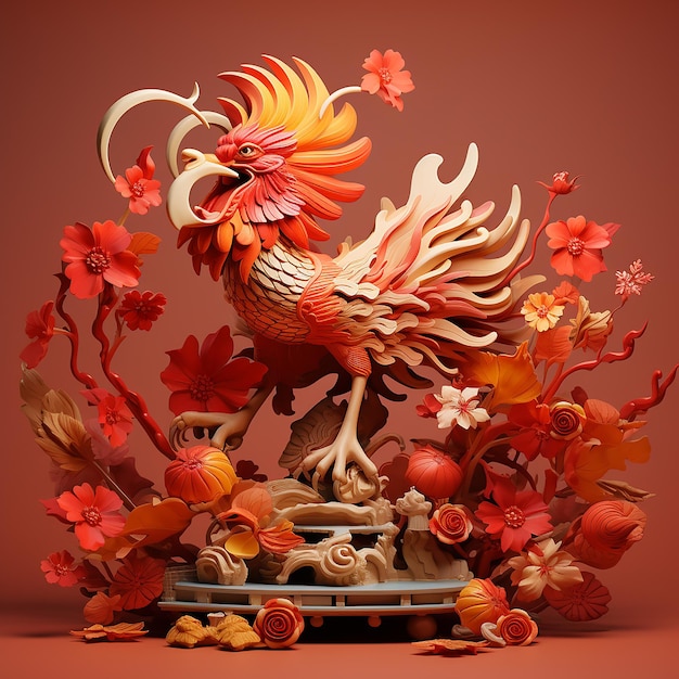 3D-Rendering-Fotos von chinesischen Neujahrsfeiern