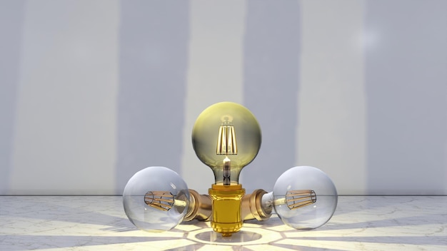 3D-Rendering gelbe Glühbirne steht für intelligente kreative logische Denkideen zur Lösung