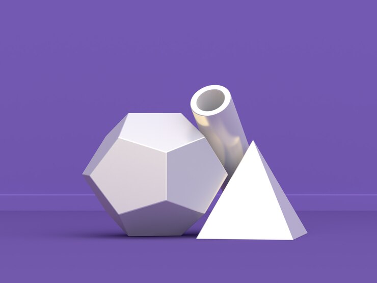 Foto 3d rendering geometric white shape resumo mínimo roxo-violeta