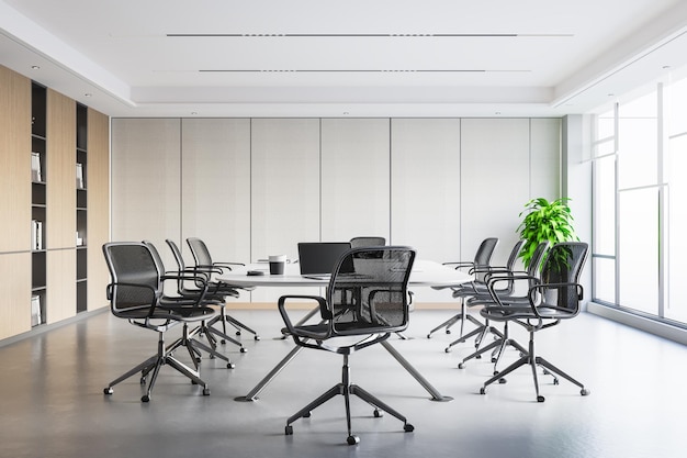 3D-Rendering-Geschäftssitzung und Arbeitsbüro