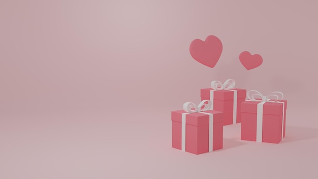 3D-Rendering Geschenkbox Liebe und Valentinstag feiern