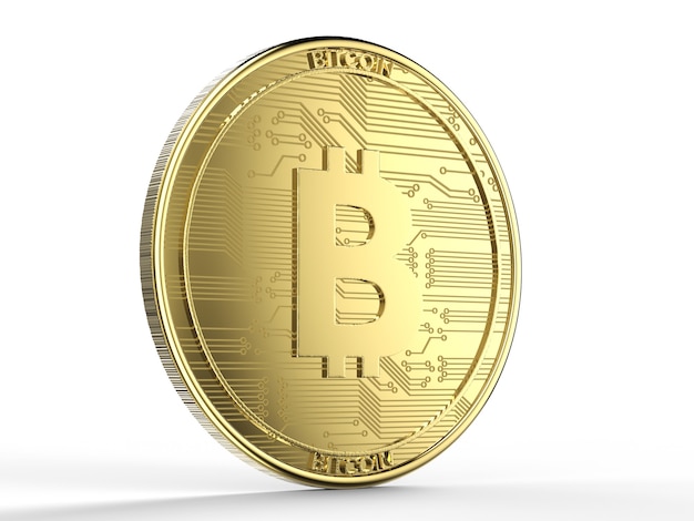 3D-Rendering Gold-Bitcoin oder digitale Währung