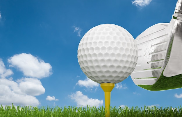 3D-Rendering Golfclub mit Golfball auf Tee