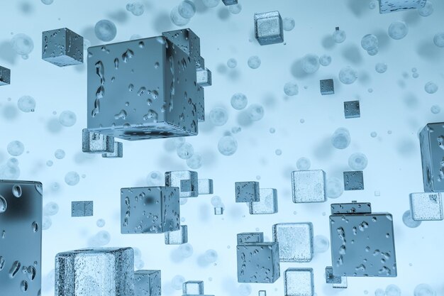 3D rendering gota de agua con fondo azul claro