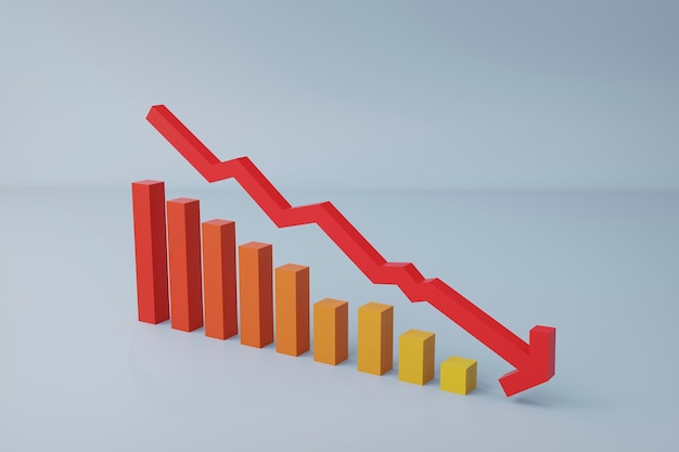 3D-Rendering-Grafik mit Pfeil, Insolvenzkonzept