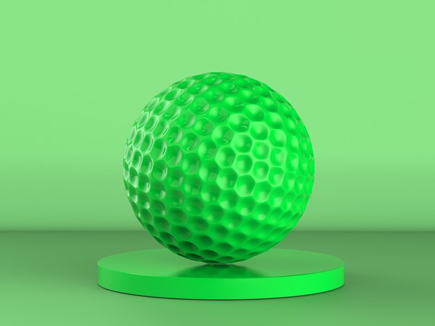 3D-Rendering grüner Golfball auf grünem Hintergrund