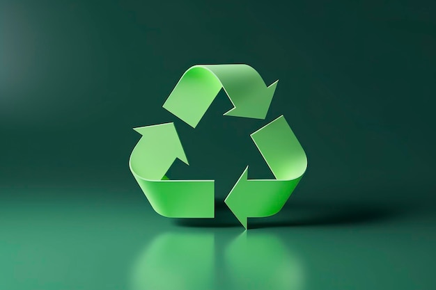 3D-Rendering grünes Recyclingschild mit Globus im Hintergrund Retten Sie die Welt und das Umweltkonzept generieren KI