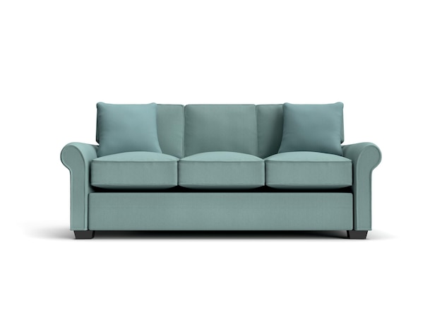 3D-Rendering grünes Sofa auf weißem Hintergrund Möbelverkauf