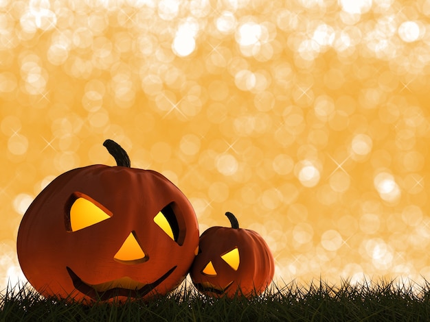 3D-Rendering Halloween-Kürbis auf orangem Hintergrund