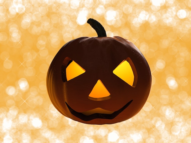 3D-Rendering Halloween-Kürbis auf orangem Hintergrund