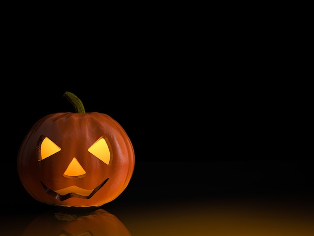 3D-Rendering Halloween-Kürbis auf schwarzem Hintergrund