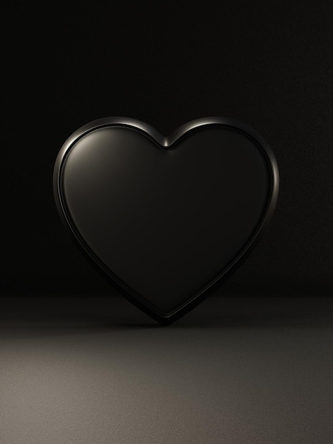 3D-Rendering Happy Valentine's Day, dreidimensionales Herz und Hintergrund Schwarze Farbe, vertikale Bildtapete